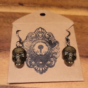 Antique Gold Skull Earrings